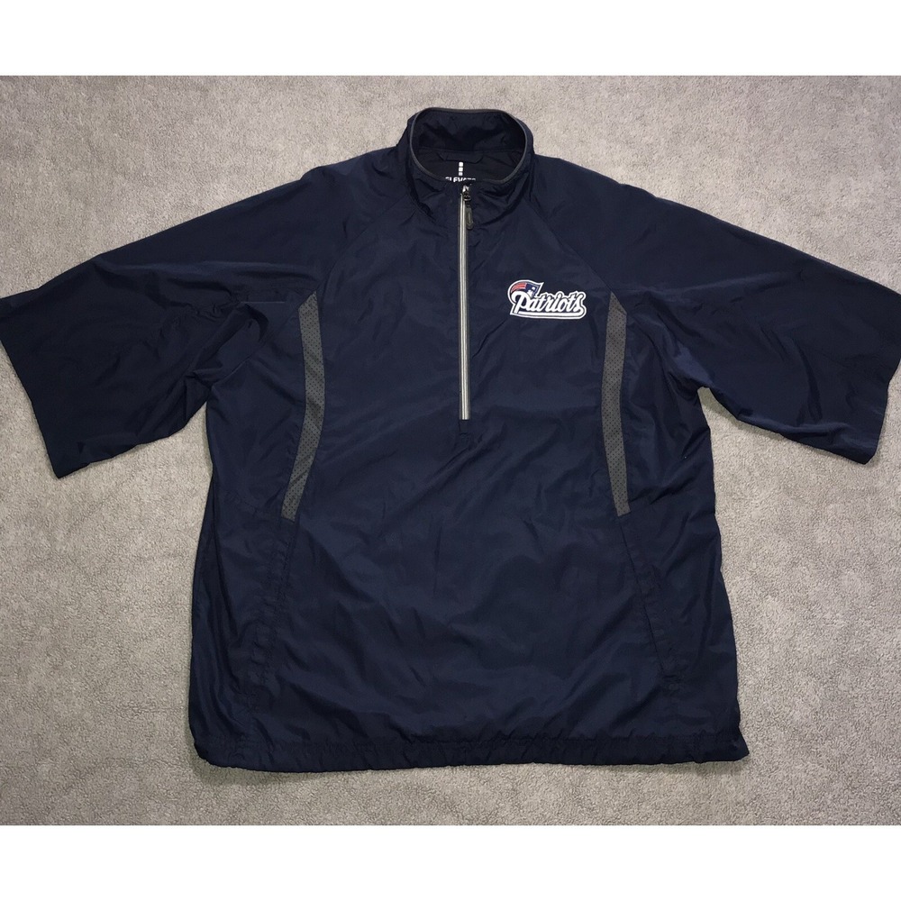 New England Patriots SS Windbreaker Elevate Sport 1/2 Zip Blue Men's Large